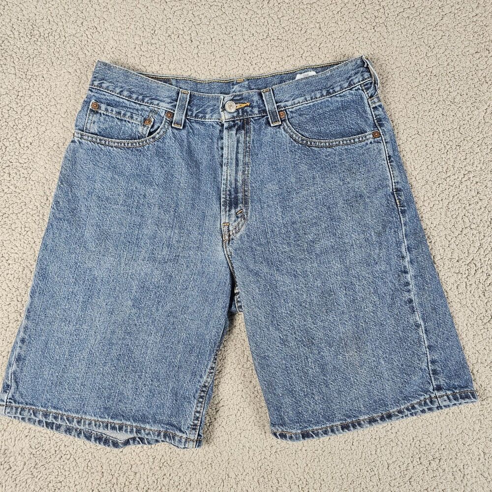 Levis 550 Shorts Mens 32 Blue Denim Jorts Relaxed Fit Distressed Skater Workwear